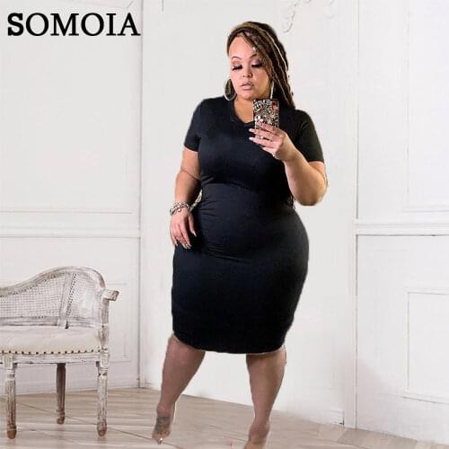 Women Dress Plus Size 5xl Womens Clothing New Style Fashion Casual Sexy Solid Color V Neck Short Sleeved Tight Fitting Long