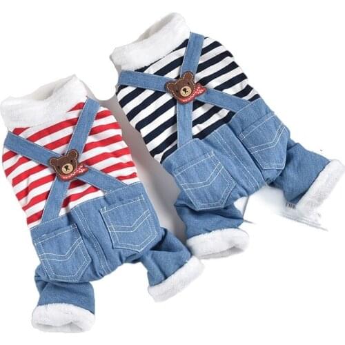 Winter Dog Clothes Jumpsuit Cute Small Dog Clothing Overalls Puppy Costume Thicken Warm Dog Outfit Apparel Dropship Pet Coat