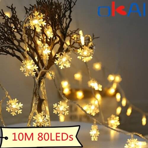 10M Fairy Lights New Year 2022 Garland Light Christmas Ornaments Decoration for LED Snowflakes String Lights Home Decor Navidad