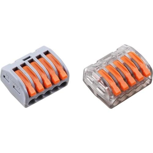 10pcs/lot) 5P Universal Compact Wire Connectors 5 pin Conductor Terminal Block Connector 222-415 PCT-215 type 5pin