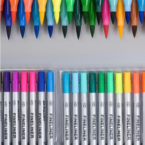 12/18/24/36Pcs Dual Tip Flexible Color Brush Fineliner Tips Watercolor Pen for Drawing Painting Coloring Art Markers Stationery