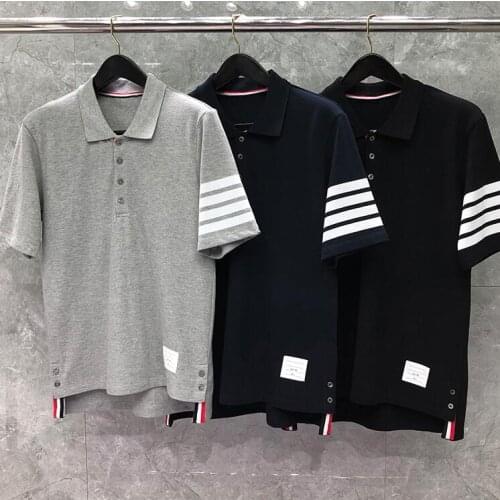 2021 Fashion Brand Shirts Men Casual Slim Striped Cotton Solid Summer Short Sleeve High Quantity Polo Clothing
