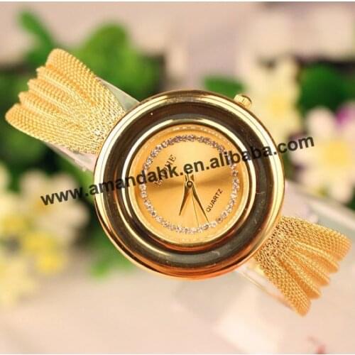 50pcs/lot Wholesale annulus Wire bangle watches Women fashion rhinestone dress Quartz Watch Vintage Round Analog Gold Wristwatch