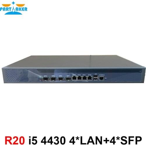 Hardware firewall 1U server with 4 SFP intel i350 4*82574L Gigabit lan Intel Core i5 4430 3.0Ghz ROS Wayos etc 8G RAM 64G SSD