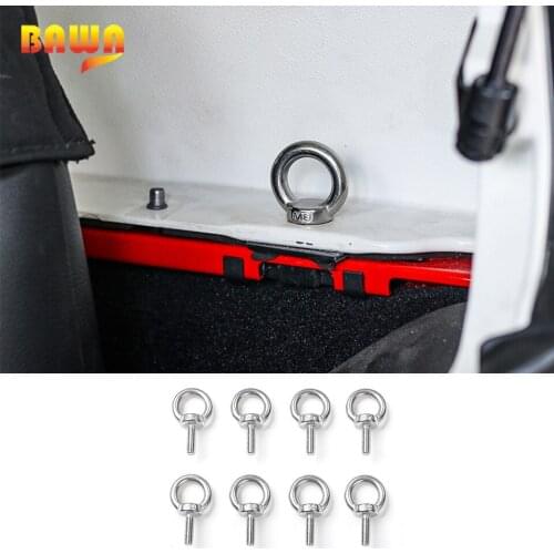 BAWA Car Interior Mouldings Round Hole Head Car Roof Screws Nut for Jeep Wrangler JK 2007-2017 Metal Interior Decoration Protect