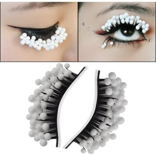 White Snowball False Eyelashes Exaggerate False Eyelashes Artistic Stage Creative Makeup Drama Colorful Makeup Dense False Eyela