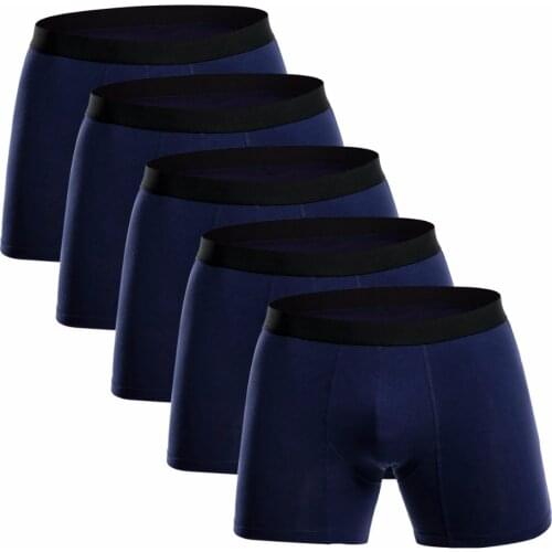 5pcs/lot Men Underwear Boxer long Man Big Pluse Size Short Breathable Flexible Shortsboxers Solid calzoncillos boxer homme