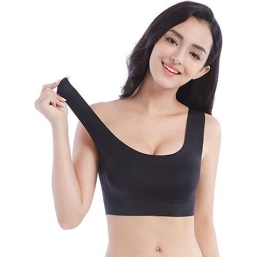 Women Plus Size Seamless Sleep Bra Daily Wire Free Stretch Underwear Sport Shockproof Removable Pads Tank Vest Crop Top