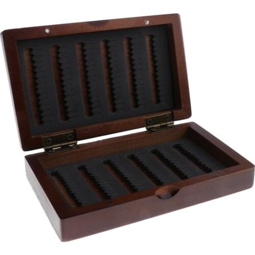 1 Piece Wooden Fly Box Fly Fishing Tackle Box Double Side Slit Foam Insert