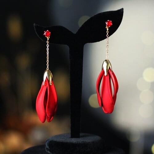 Simple Korean Style Sweetherat Earrings S925 Silver Needle Alloy Velvet Petal Nice Little Gift for Girlfriend Wife E018