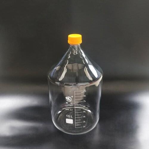 Reagent bottle,With yellow screw cover,Borosilicate glass 3.3,Capacity 10000ml,Graduation Sample Vials Plastic Lid