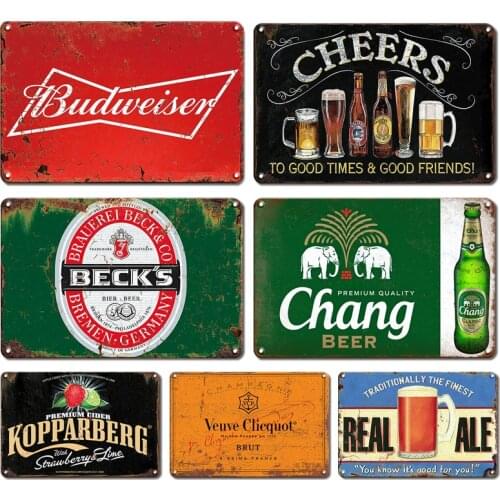 Backyard Bar Art Decor Metal Plate Vintage Beer Logo Tin Sign For Kitchen Pub Wall Decoration Plaques Shabby Chic Room Signs