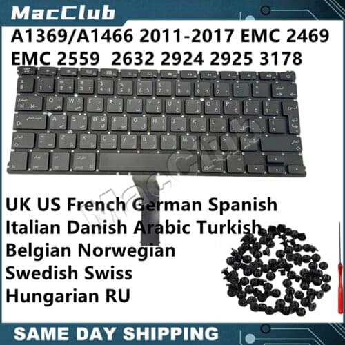 UK US French Danish German Spanish Italian Danish keyboard for Macbook Air A1369 A1466 2011-2017 UK Keyboard Japan JP Keyboard