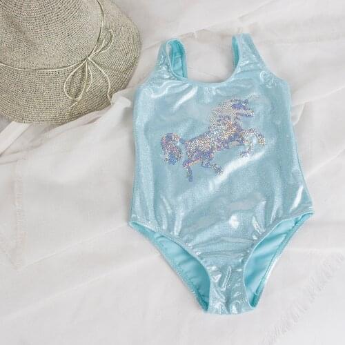Embroidered Unicorn Girls Swimsuit Shinning 3-8 Years Children Girls One Piece Swimsuit 2020 Kids Girls Swimwear Monokini