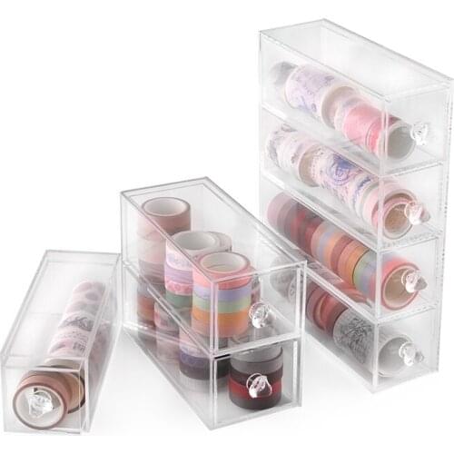 Tape storage box drawer type acrylic transparent desktop girl paper hand bag rack and paper stationery