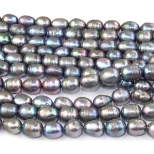 Unique Pearls jewellery Store,8mm Black Freshwater Pearl Loose Beads One Full Strand DIY Pearl Necklace Material,LS3-21