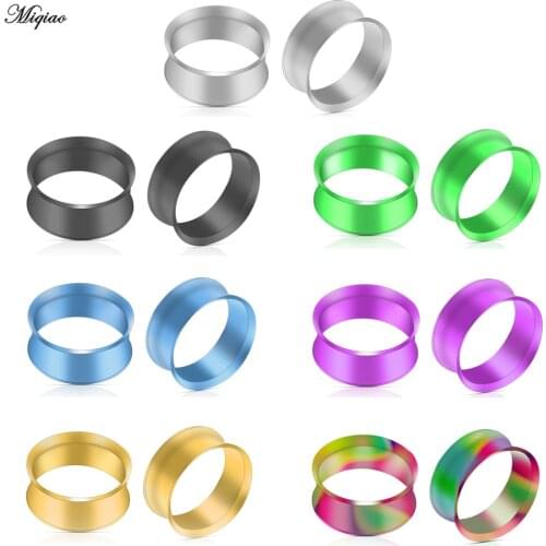 Miqiao 1 Pair Stainless Steel Ear Plugs and Tunnels Piercings Expander Ear Gauges Body Fashion Jewelry Piercings