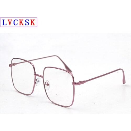 Fashion Finished Myopia Glasses Big Square Frame Metal Shorted Sighted Eyeglasses Women Men Retro Nearsighted Spectacles A3