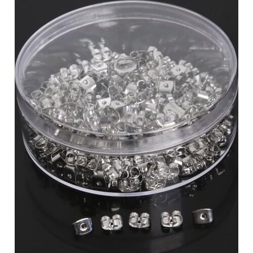 Fashion 200pcs/lot Earrings Women Metal Ear Plugs Blocked Earring Back Stud Earring Stopper DIY Jewelry Accessories(Contain Box)