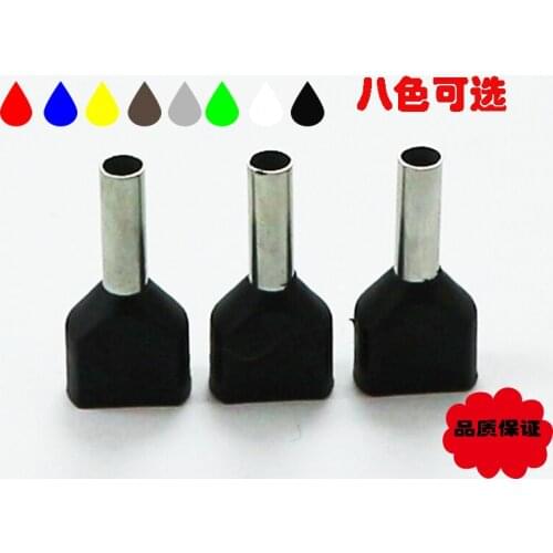 50pcs/lot TE6014 2X6.0mm2 Bootlace cooper Ferrules kit set Wire Copper Crimp Connector Insulated Cord Twin Pin End Terminal