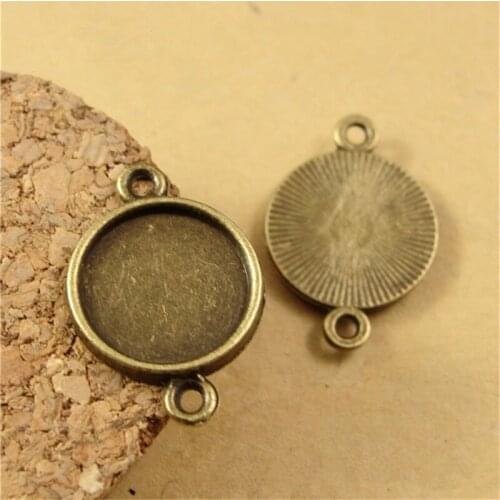 RONGQING 50pcs/lot Vintage Bronze Cabochon Settings 10mm Cameo Cabochon Base Setting DIY Jewelry Findings