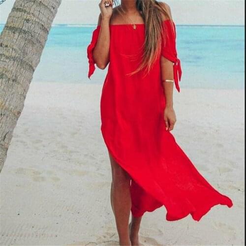 Swimwear Cover Up Womens Summer Beach Wear Sundress Bikini Cover Off Shoulder Separate Female Swimsuit Bathing Suit Women