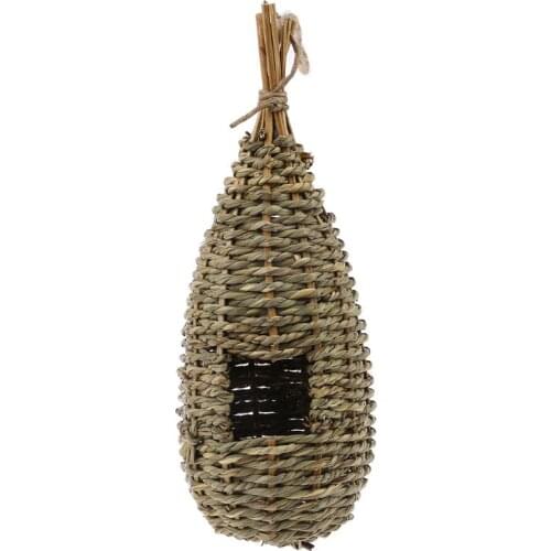 Hanging Bird House Natural Fiber Finch Bird Nest Hut Outdoor Cage Shelter Hideaway C6UE
