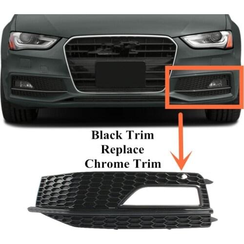 Right & Left Side Bumper Fog Lamp Grill Grille Grid for A4 S4 S-Line 2013-2016 8K0807681 8K0807682M