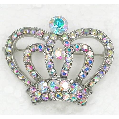 Clear AB Rhinestone Crown Pin brooches C405 F