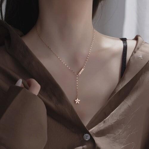 Real 925 Sterling Silver Tassel Long Star Charm Pendant Clavicle Elegant Necklace For Women Choker Collares Jewelry Gift