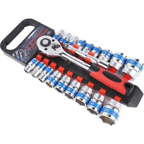 Crv Quick Release Reversible Ratchet Socket Wrench Set Tools With Hanging Rack 1/2" Drive Sockets Set