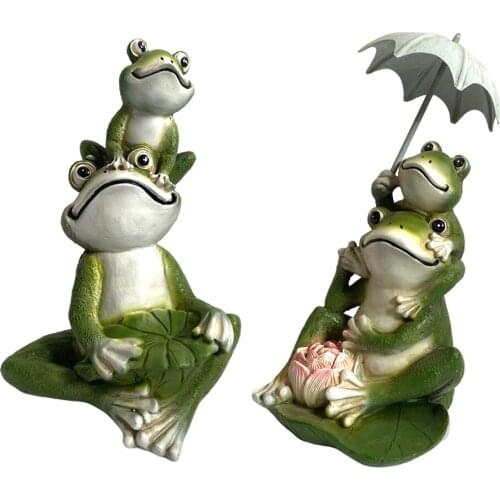 Resin Garden Frog Statue Decor 20/23cm Miniature Figurine Balcony Ornaments