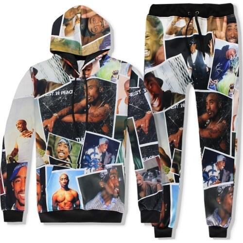 2018 Autumn New Fashion Hoodies 3D All Over Print Tupac Shakur 2Pac Men/women Sweatshirt Harajuku Hoodies+joggers pants