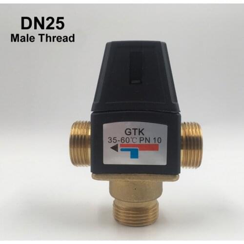 High Quality 1" Male Thread 3 Way Brass Thermostatic Mixing Valve DN25 Solar Water Heater Valve 3-Way Thermostatic Mixer Valve
