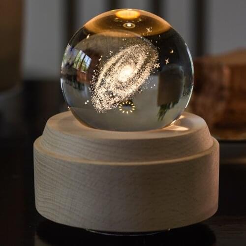Wonderlife Starry sky girl heart crystal ball rotating music box with lettering to send girlfriends valentines day gift