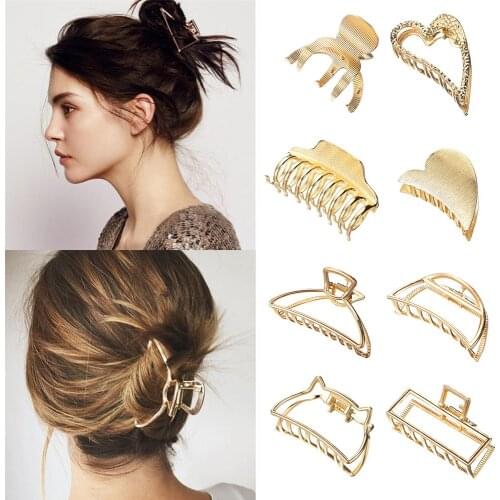 Women Girls Metal Hair Claw Fashion Geometric Crab Clips Barrette Make Up Bun Maker Hairpins Ponytail Hairgrips Hair Accessories