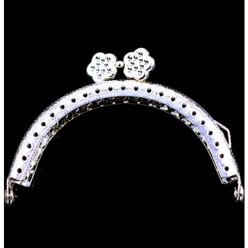 50PCS 8.5cm Arch Silver Tone Metal Purse Bag Frames Kiss Clasps Clutch Buckle Handbag Handle Luggage Hardware Plum Blossom Head