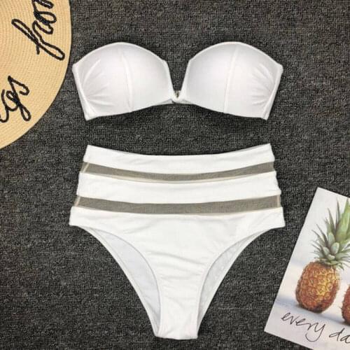 Women Bandeau Bandage Bikini Padded Set Solid Push-Up Sexy Young Ladies Brazilian Swimwear Beachwear Swimsuit