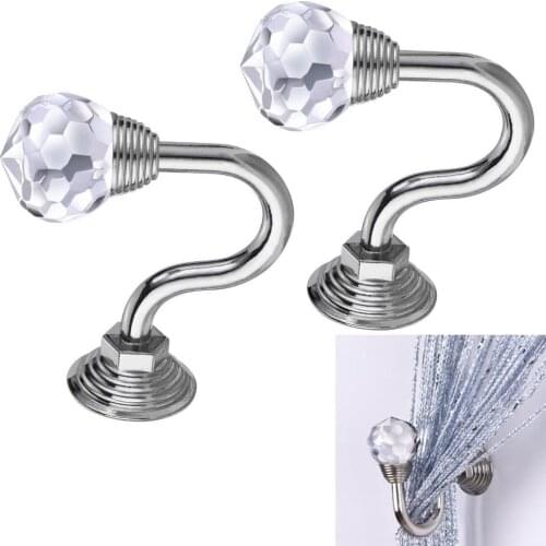 1 Pair Wall Mounted Nordic Curtains Crystal Hook Home Curtain Umbrellas Keys Clothes Coat Cap Holder Home Decor Curtains Hanging