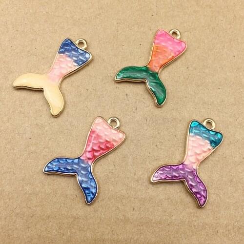 10pcs 17x27mm enamel tail charm for jewelry making fashion charm earring pendant fish charms bracelet charms