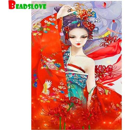 100% Round Diamond Embroidery Chinese classical beauty Floral diy Diamond Painting Full Square 5d Mosaic Cross Stitch Rhinestone