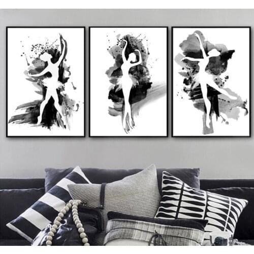 3pcs Ballet Dancer Black White Full Square Diy Diamond Painting Rhinestone Of Embroidery Round Mosaic Wall Art StickersZP-1128