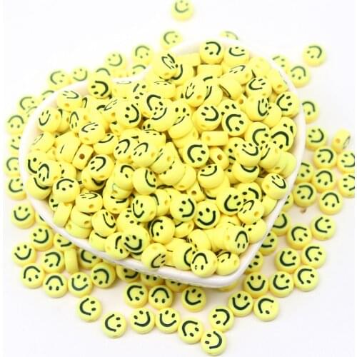 4mm *7mm Yellow Oval Shape Acrylic Spaced Beads Smile-Face Beads For Jewelry Making DIY Charms Bracelet Necklace 10g