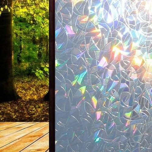 3D No Glue Static Decorative Privacy Window Rainbow Films for Stained Glass Self-Adhesive Film Anti UV 3 Styles Glass Sticker