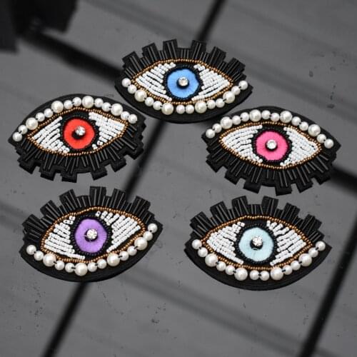 Handmade bead Eye Beaded Patch for Clothing Iron on Beading Applique Clothes Shoes Bags Decoration Patch DIY Apparel