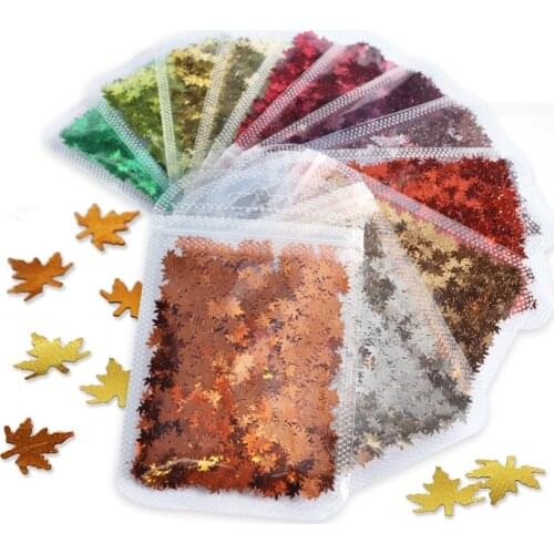 12 Colors Maple Leaf Sequins Fall Leaves Glitter Flakes DIY Accessories Nail Art Decorations Jewelry Making Resin Mold Fillings