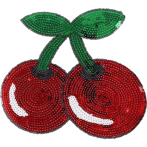 Sequins Cherry sew on patches for clothes Sew-on embroidered patch motif applique deal with it clothing