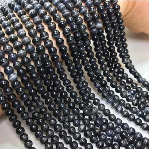 New fashion hot sale black opals cat eye round stone loose spacer beads 4,6,8,10,12mm for jewelry making AA Quality 14inch B1577