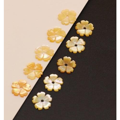 5PCS 2021New Natural SeaWater Flower-shaped Golden Shell Pendant Beads Crafts Making DIY Necklace Bracelet Anklet Jewelry8 10 12