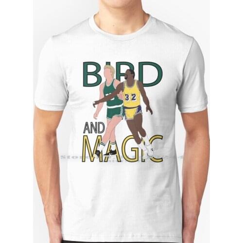Larry Bird And Magic Johnson T Shirt 100% Pure Cotton Larry Bird Magic Johnson Rivalry Legend Classic Basketball Sports Rebound